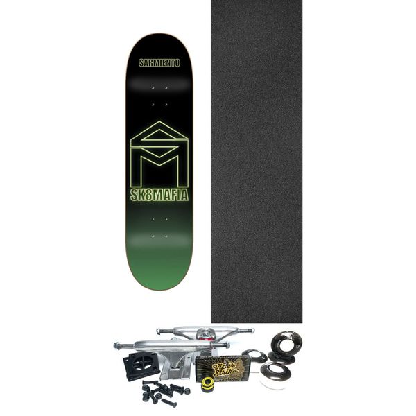 Sk8Mafia Skateboards Javier Sarmiento House Logo Neon Skateboard Deck - 7.75" x 31.43" - Complete Skateboard Bundle